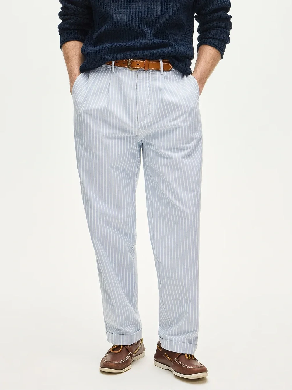 J. CREW Relaxed-fit double-pleated oxford chino pant in stripe 32/32 $138 CT830